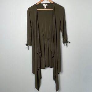 Joesph Ribkoff 3/4 Sleeve Waterfall Open Front Green Cardigan Size 8